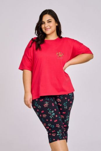 Пижама женская TARO Dora 3168-01, футболка и бриджи, малиновый