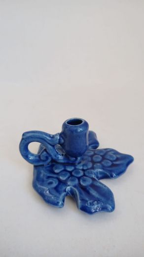 Подсвечник "Лист", керамика (средний цветной), h3,5 КЦ-026/кор; КЦ-026/синий