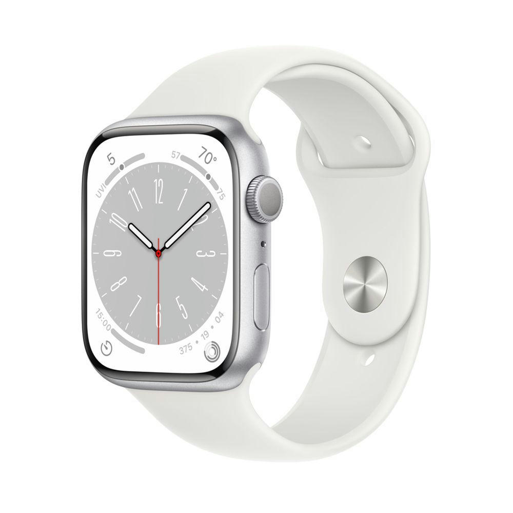 Apple Watch Series 8 41mm (GPS) Silver Aluminum Case with White Sport Band (M/L) (MP6M3)