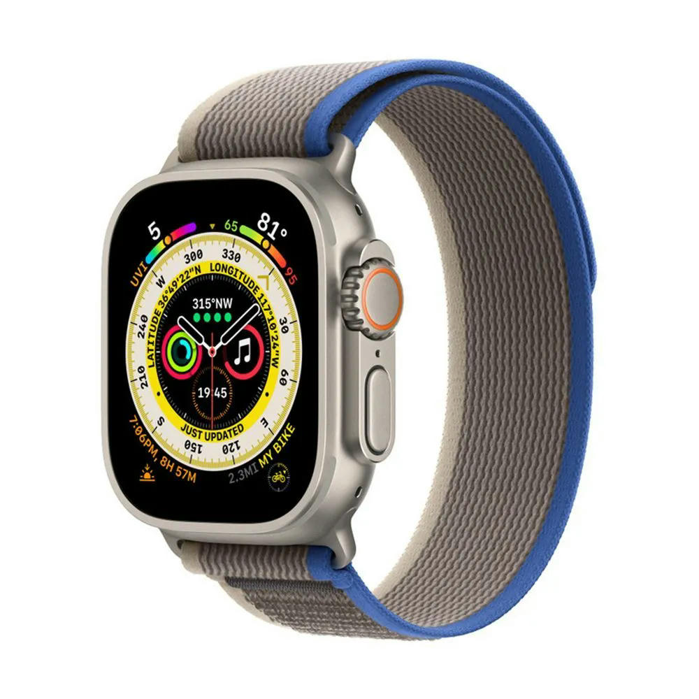 Apple Watch Ultra 49 mm (GPS+Cellular) Titanium Case Blue/Gray Trail Loop (M/L) (MQFF3/MQF33/MQFV3)