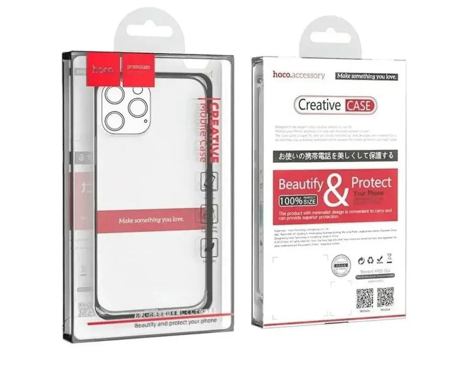 Чехол-накладка Hoco Light Series TPU для iPhone 15 Pro Max силиконовый (прозрачно-черный)