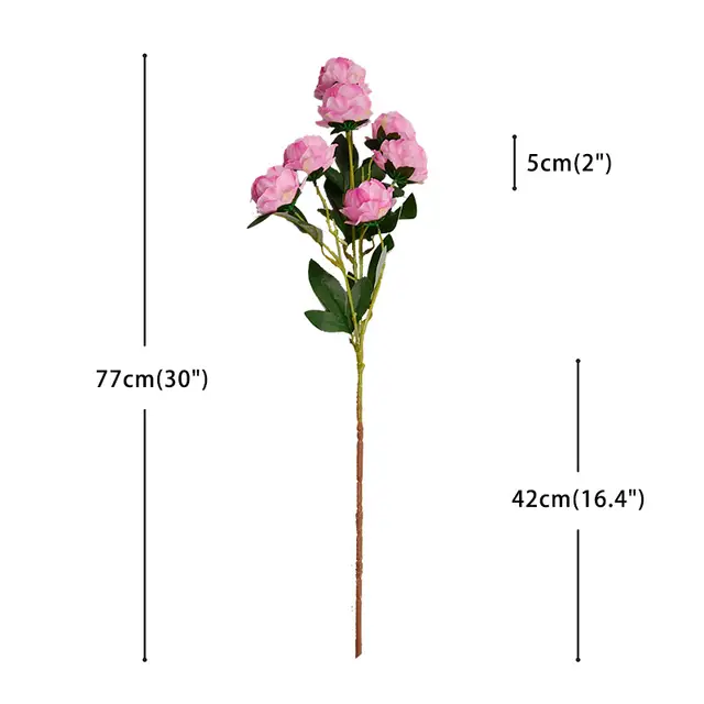 Цветок искусственный пиона 77 см цвет розовый