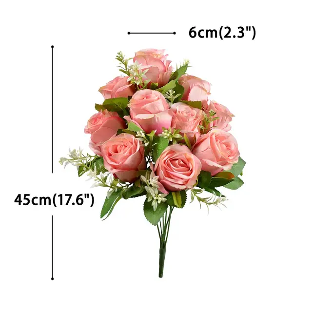 Цветок искусственный Роза, 45 см, светло розового цвета