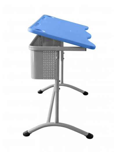 Стол ученический регулируемый двухместный с наклонной столешницей (Антивандальный Синий пластик)