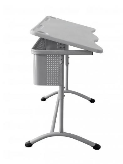 Стол ученический регулируемый двухместный с наклонной столешницей (Антивандальный Серый пластик)
