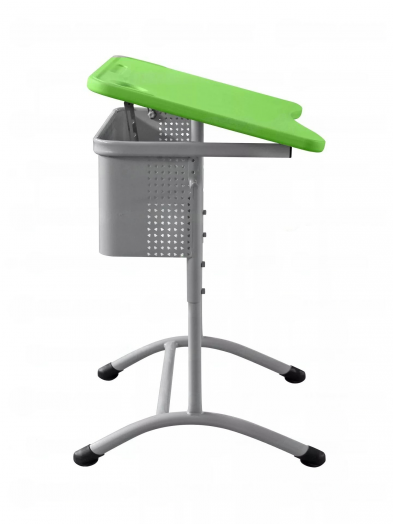 Стол ученический регулируемый одноместный с наклонной столешницей (Антивандальный Зелёный пластик)
