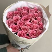 Акция! 25 розовых роз в стильной упаковке