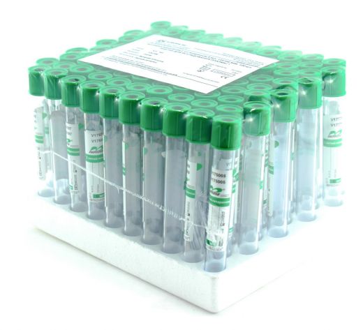 Пробирки вакуумная, литий гепарин 6 мл, 13х100 мм, пластик, (упаковка 100 шт), для исследования плазмы