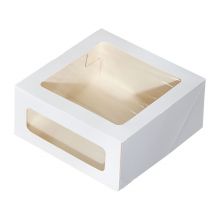 Коробка "CAKE" 240х240х100мм ForGenika 2 окна, белая