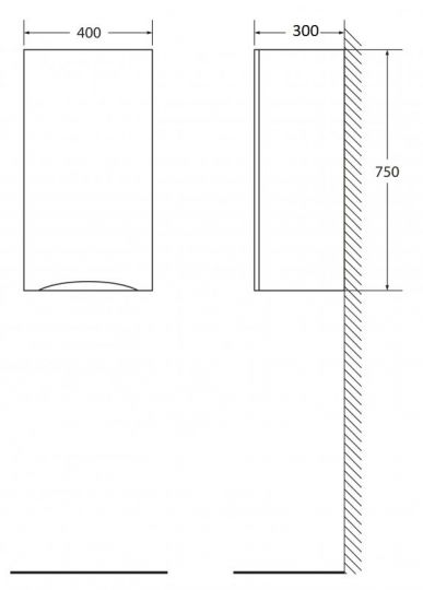 Шкаф подвесной, с одной распашной дверцей BelBagno FLY-MARINO-750-1A-SC-BL-P-R схема 3