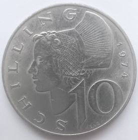 10 шиллингов (регулярный выпуск) Австрия 1974